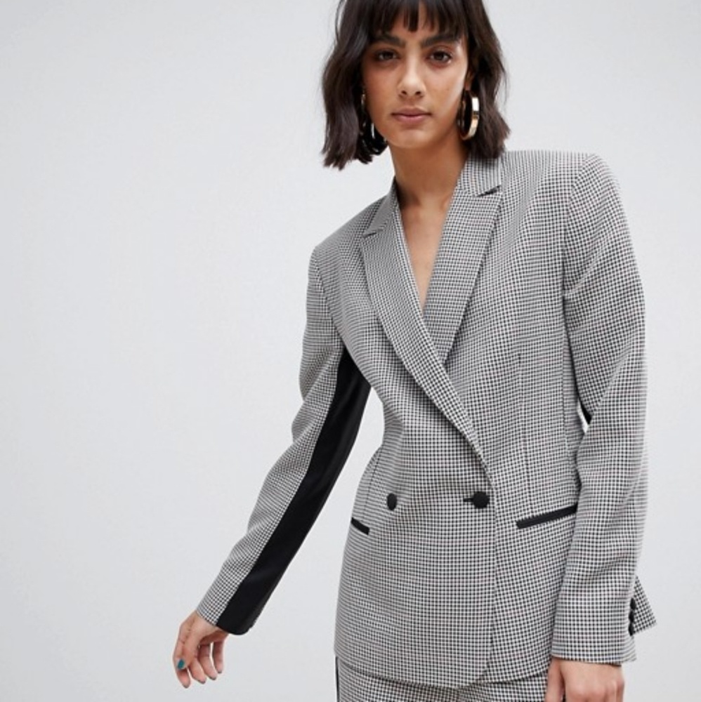ASOS Check Suit Blazer with Contrast Side Stripe
